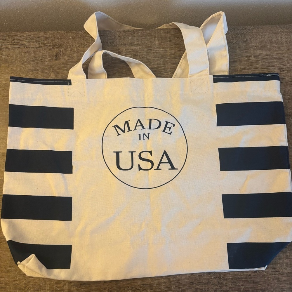 Stylish Cream and Dark Navy Tote Bag